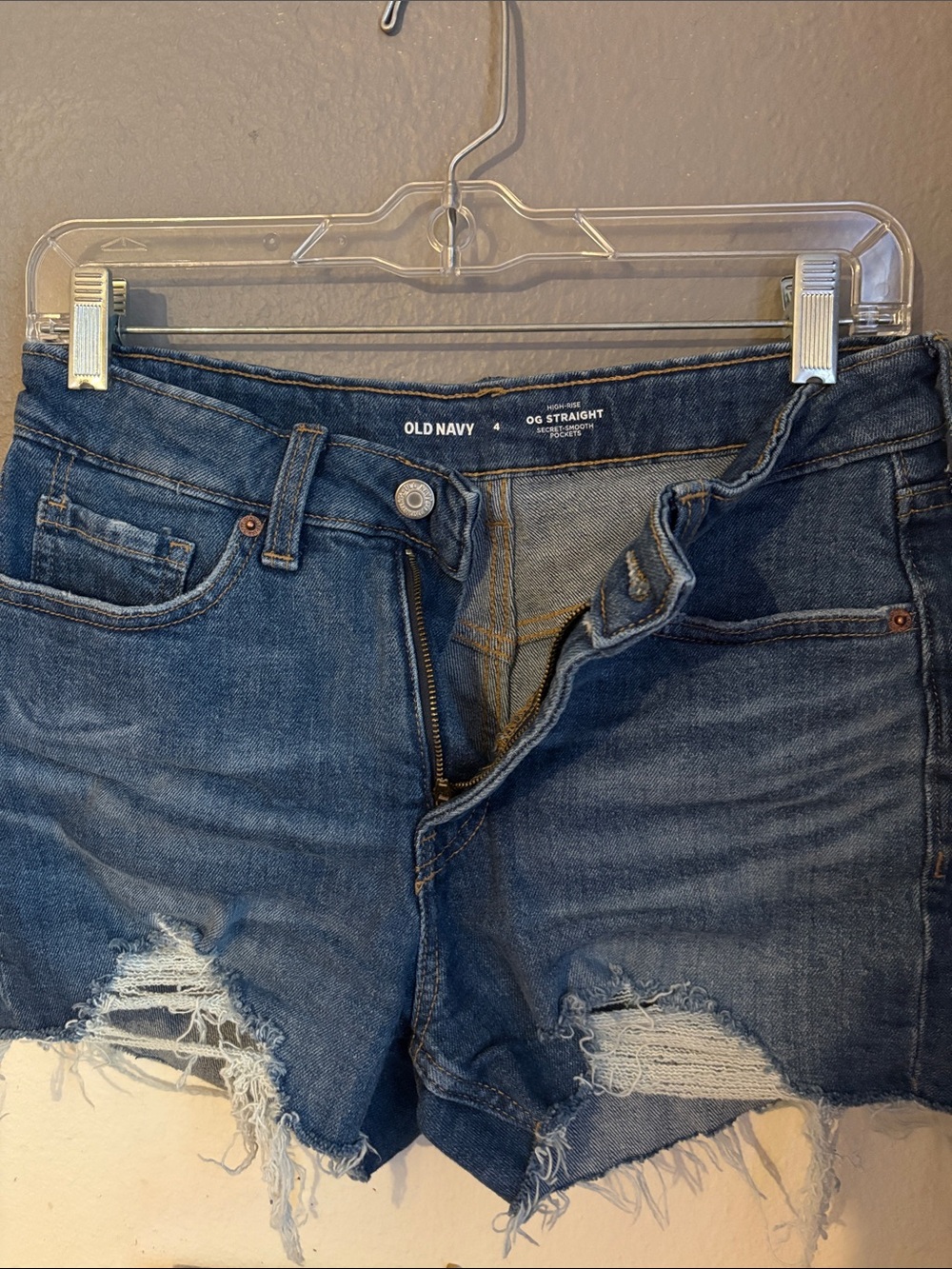 Old Navy Blue High-Rise Distressed Denim Shorts
